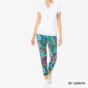 LILLY PULITZER Luxletic Corso Sunshine Jungle 28" Women's Golf Pants sz 10 Sz M